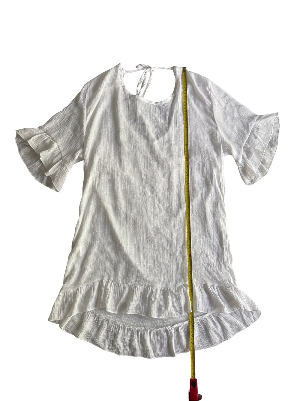 Women’s White Sheer Victorian Swimsuit Coverup Knee Length Beach Dress Vacation - Picture 6 of 10